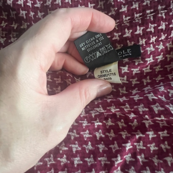 Silk houndstooth print mother of pearl button down shirt - Picture 11 of 12